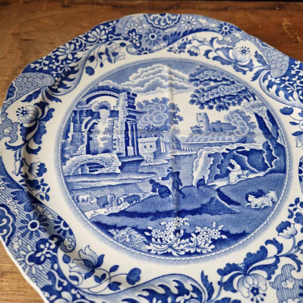 Vintage Spode Copeland England Italian Blue and White Sectional Plate