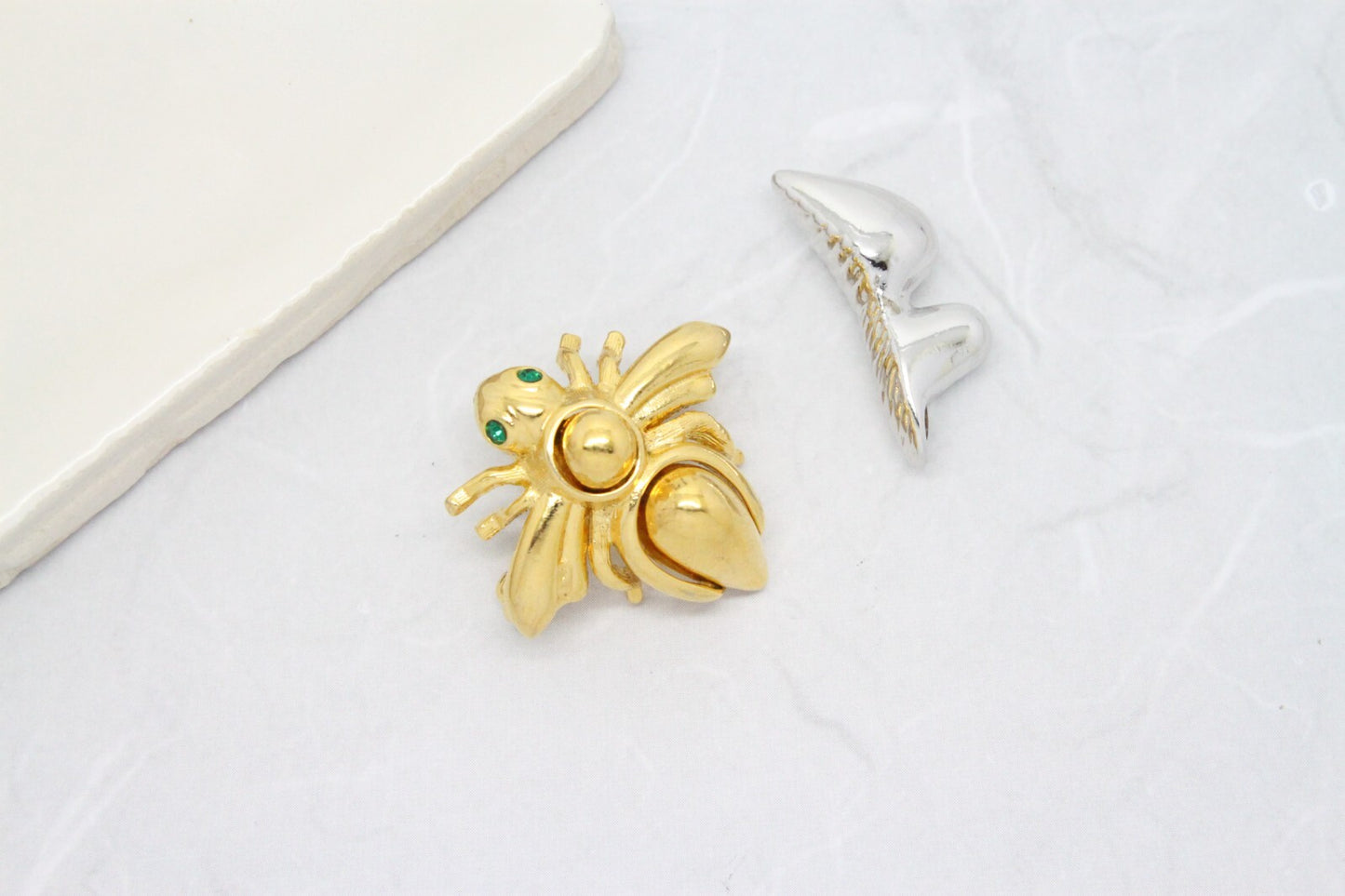 Vintage Signed Joan Rivers Interchangeable Gold Silver Baby Bee Insect Brooch