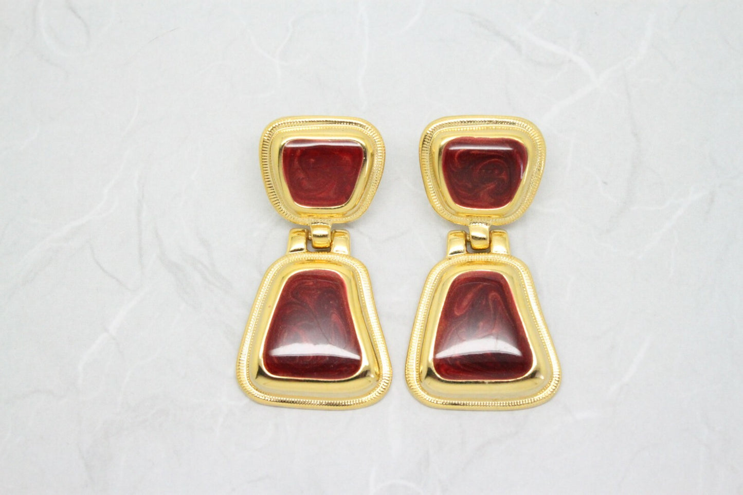 Statement Vintage 1980s Enamel Door knocker Drop Earrings
