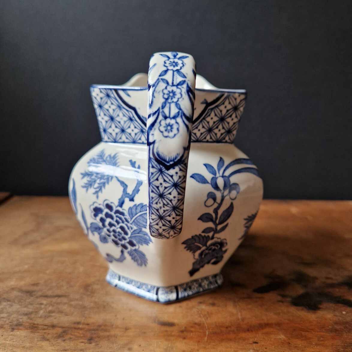 Vintage Woods & Son Yuan Jug Blue & White Bird of Paradise Design