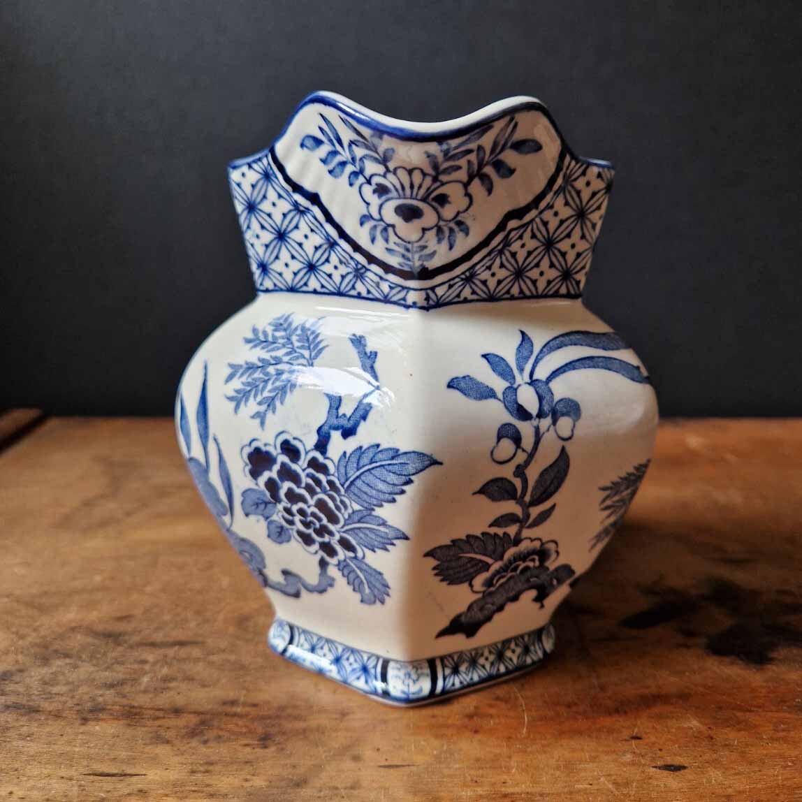 Vintage Woods & Son Yuan Jug Blue & White Bird of Paradise Design
