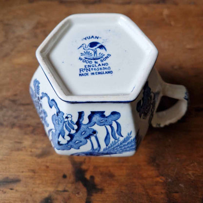 Vintage Woods & Son Yuan Jug Blue & White Bird of Paradise Design