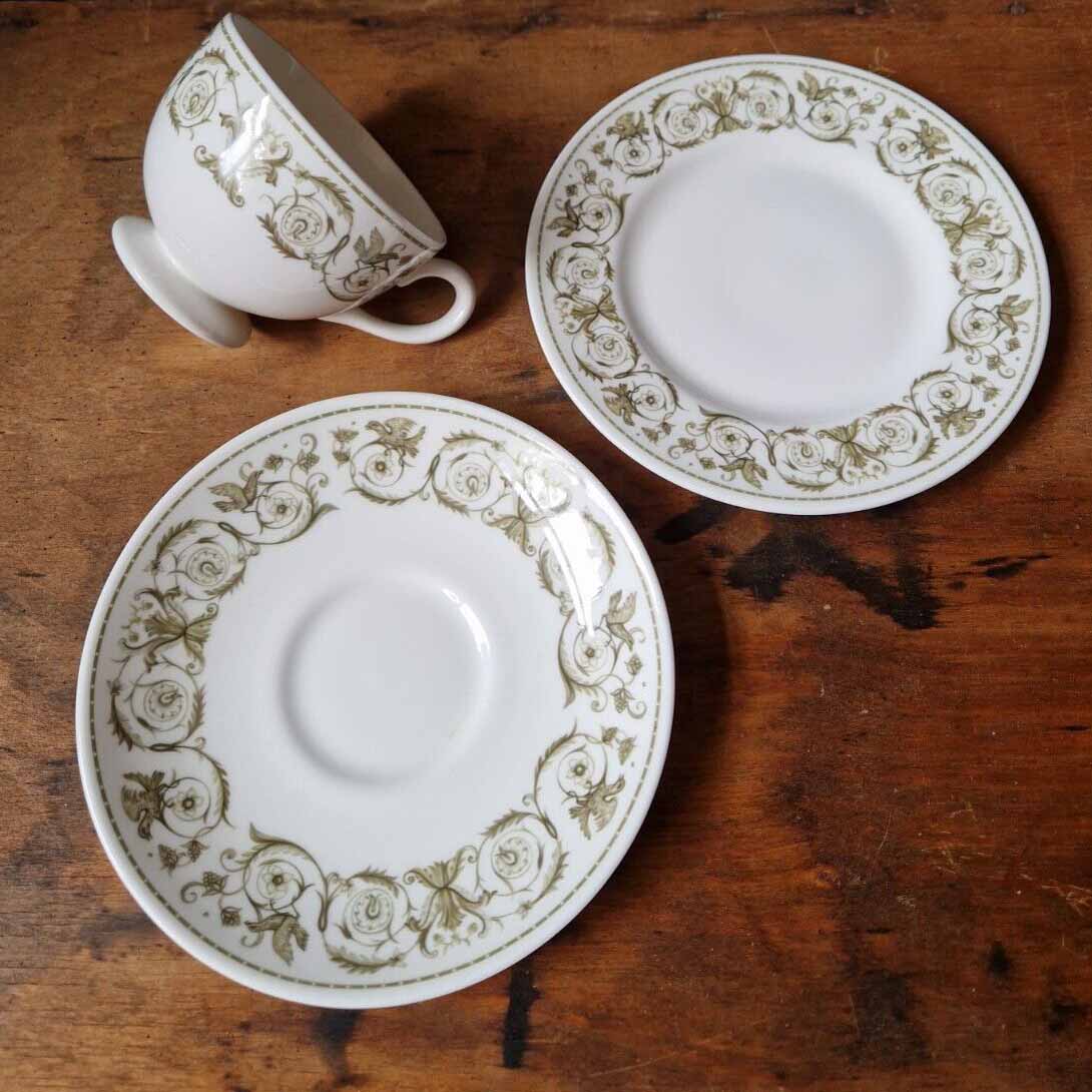 Vintage Wedgwood Perugia Tea Cup Trio - Cup and Saucer and Side Plate Set