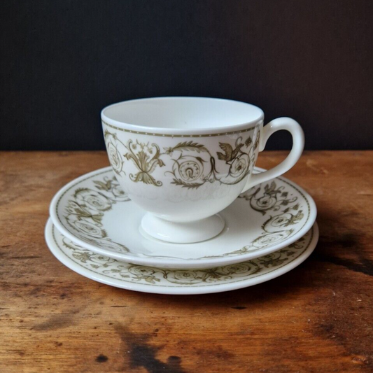 Vintage Wedgwood Perugia Tea Cup Trio - Cup and Saucer and Side Plate Set
