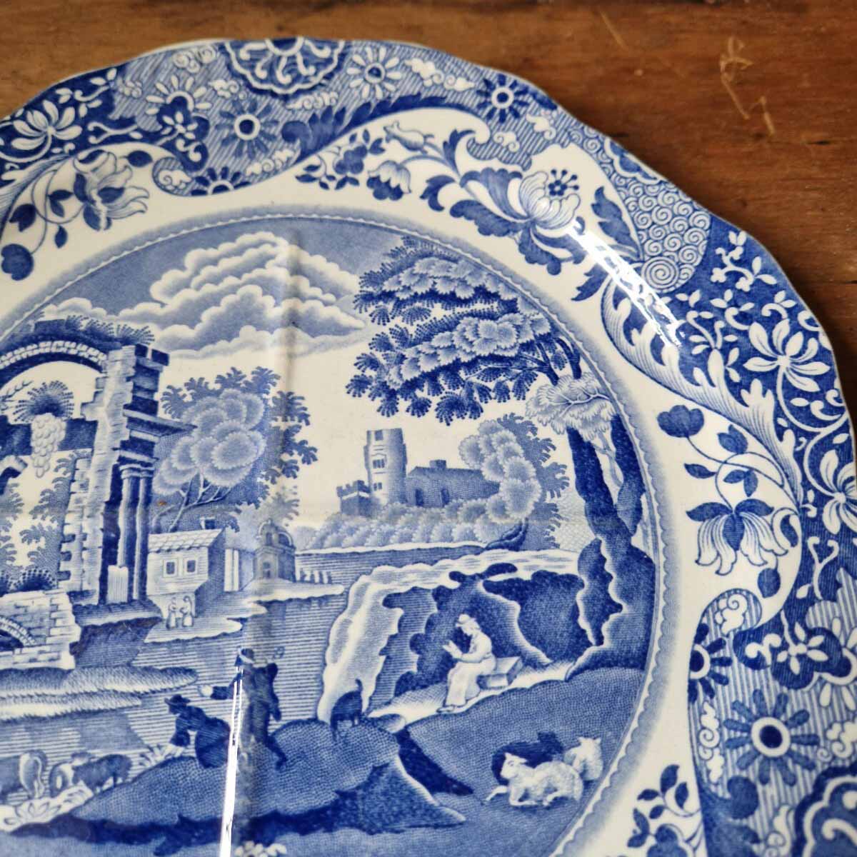 Vintage Spode Copeland England Italian Blue and White Sectional Plate