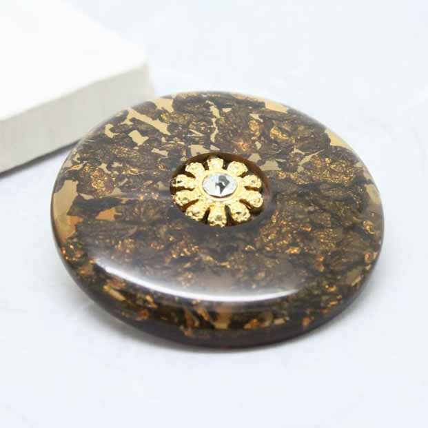 Vintage Transparent Lucite Gold Leaf Flake Artisan Brooch