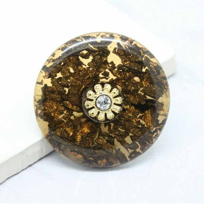 Vintage Transparent Lucite Gold Leaf Flake Artisan Brooch