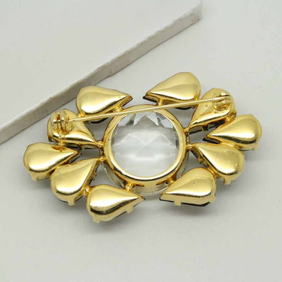 Vintage Faceted Black Rhinestone Brooch