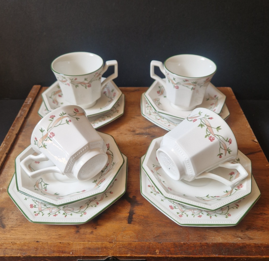 Vintage Johnson Brothers Eternal Beau x 4 Tea Cup Saucers Side Plate Trios