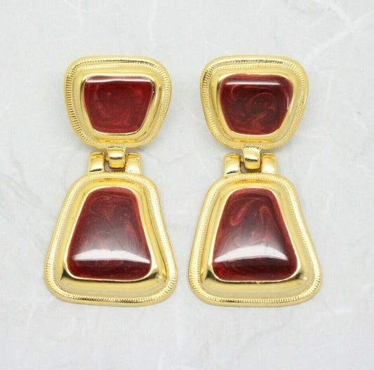 Statement Vintage 1980s Enamel Door knocker Drop Earrings