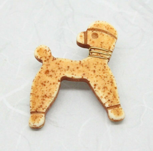 Stylish Vintage Lucite Plastic Poodle Dog Artisan Brooch